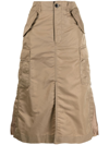 Sacai Nylon-twill Pleated Cargo Midi Skirt In Dbeige
