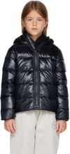 Canada Goose Kid's Crofton Striped Logo Quilted Jacket In Noir