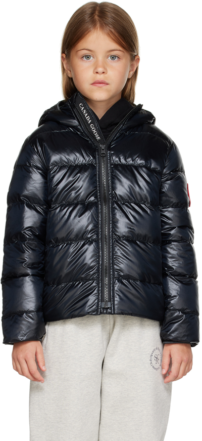 Canada Goose Kid's Crofton Striped Logo Quilted Jacket In 61 Black