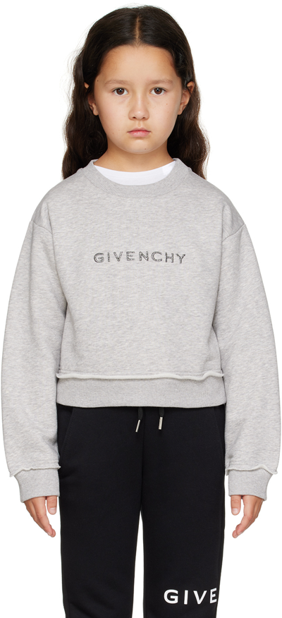 Givenchy Kids Gray Embroidered Sweatshirt In A01 Grey Marl