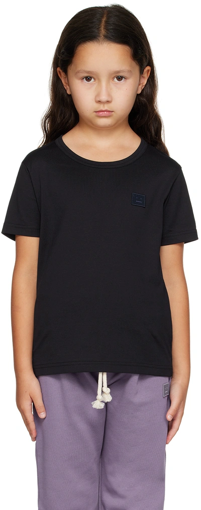 Acne Studios Kids Black Patch T-shirt In Dl0034- Black