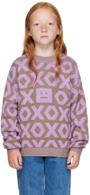 ACNE STUDIOS KIDS KHAKI & PURPLE 'XO' SWEATER