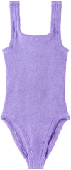 HUNZA G KIDS PURPLE ALVA ONE-PIECE SWIMSUIT