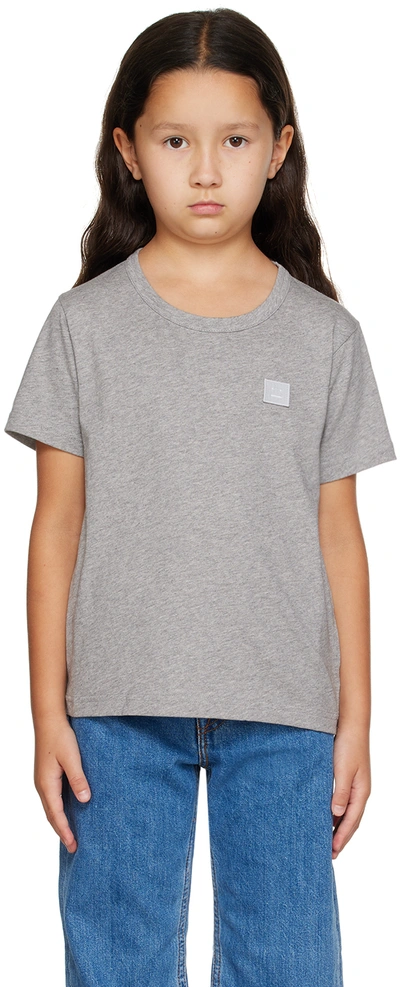 Acne Studios Kids Grey Patch T-shirt In Dl0034- Light Grey M