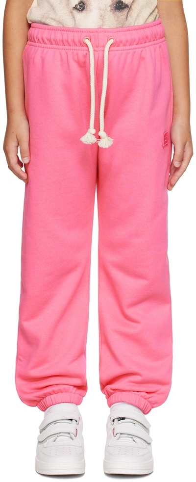 Acne Studios Kids Pink Patch Sweatpants In Dk0010- Bright Pink