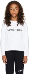 Givenchy Kids White Long Sleeve T-shirt With Signature And Logo In 10p White