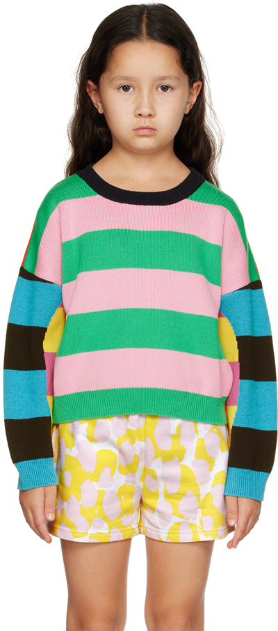 Stella Mccartney Kids' Striped Cotton And Wool Jumper In 999 Multi