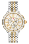 Michele Women's Serein Two-tone Stainless Steel, Mother-of-pearl & 0.62 Tcw Diamond Chronograph Watch/38mm X In Two-tone