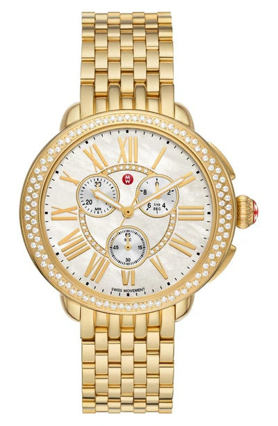 MICHELE MICHELE SEREIN DIAMOND BRACELET CHRONOGRAPH WATCH, 40MM X 38MM