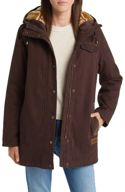 Pendleton Maria Canvas Corduroy Trim Parka In Black Coffee
