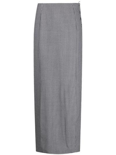 Thom Browne Houndstooth-pattern Wool Maxi Skirt In Black