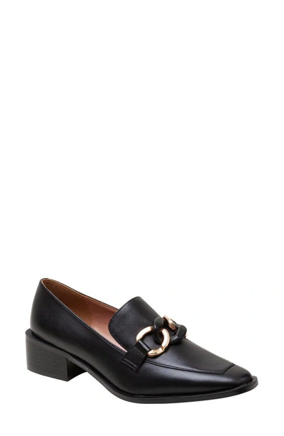 Linea Paolo Chrystie Chain Block Heel Loafer In Black