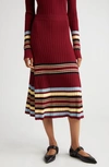 Wales Bonner Wander Rib-knit Skirt In Red Yellow And Blue