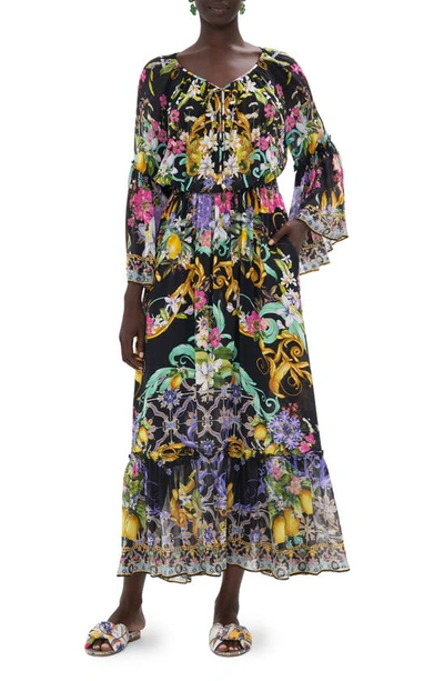 Camilla Graphic-print Silk Maxi Dress In Black