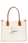 Christian Louboutin Large Nastroloubi Canvas Tote In Natural/ Cuoio/ Black/ Natural