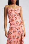 TOPSHOP CHERRY BLOSSOM COWL NECK CAMISOLE