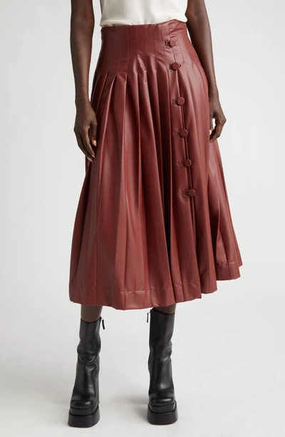 Altuzarra Tullius Pleated Faux Leather A-line Skirt In Currant
