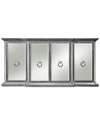 Harp & Finial Crestmont 4 Door Sideboard - Distressed Dark Grey Finish On Hardwood With Plain Finish Beveled Mirro In Grey