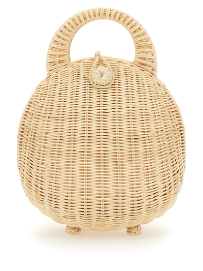 Cult Gaia Millie Rattan Tote In Ivory