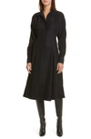 Proenza Schouler Button-hem Crushed Matte Satin Midi Shirtdress In Black