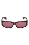 Tom Ford Corey 59mm Square Sunglasses In Dark Havana / Bordeaux Silver