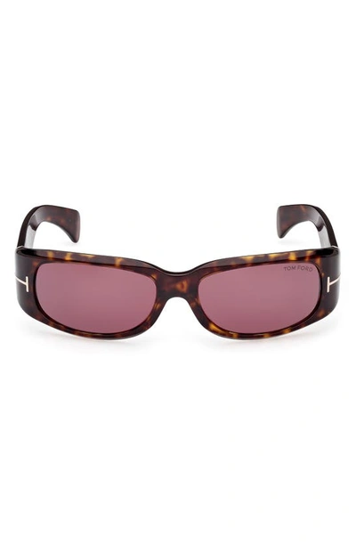 Tom Ford Corey 59mm Square Sunglasses In Dark Havana / Bordeaux Silver