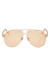Tom Ford Bertrand 64mm Gradient Oversize Pilot Sunglasses In Shiny Apricot / Light Brown