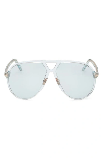Tom Ford Bertrand 64mm Gradient Oversize Pilot Sunglasses In Shiny Aqua / Light Blue
