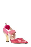 Fendi Micromesh Slingback With Ff Motif And Sequins In Pink