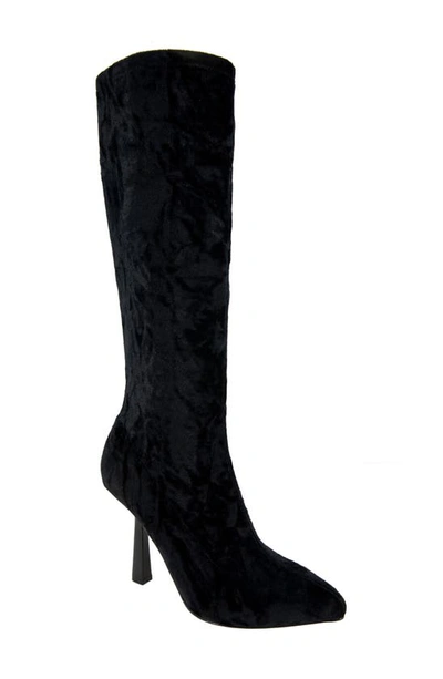 Bcbgeneration Isra Knee High Pointed Toe Boot In Black Velvet - Fabric