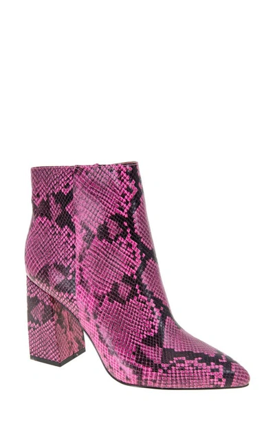 Bcbgeneration Briel Pointy Toe Bootie In Viva Pink Snake Embossed