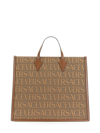 Versace Shopper Bag With Allover Logo In Multicolour