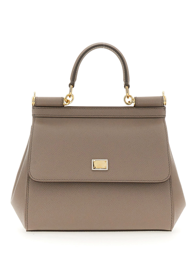 Dolce & Gabbana Small Sicily Shoulder Bag In Beige