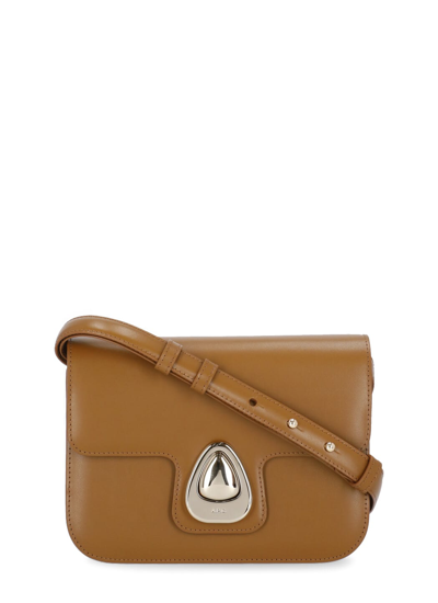 Apc Astra Small Leather Shoulder Bag In Brown