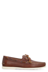 Polo Ralph Lauren Merton Leather Boat Shoes In Brown
