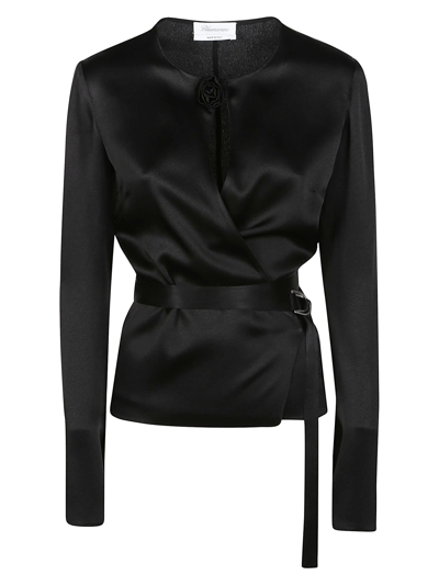 Blumarine Logn Sleeve Blouse In Black