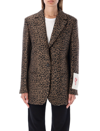 GOLDEN GOOSE SINGLE-BREASTED BLAZER IN WOOL WITH JACQUARD ANIMAL PATTERN
