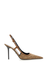 Versace Allover Slingback Pumps In Beige