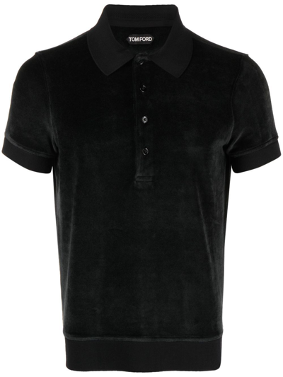 Tom Ford Black Terry-cloth Polo Shirt