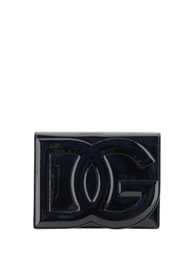 Dolce & Gabbana Black Embossed Logo Leather Cross Body Bag In Nero
