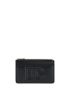 Dolce & Gabbana Black Leather Wallet With Embossed Logo In Nero