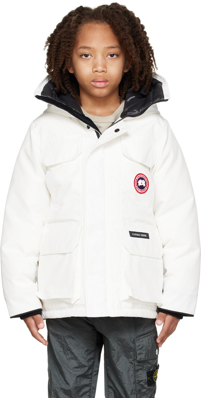 Canada Goose Kids White Expedition Down Jacket In 433 Northstar White