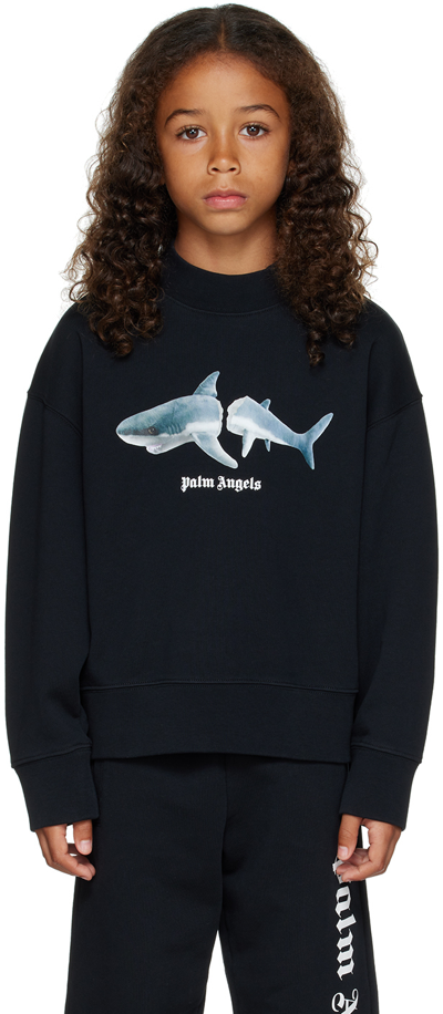 Palm Angels Kids Graphic Printed Crewneck Sweatshirt In Black