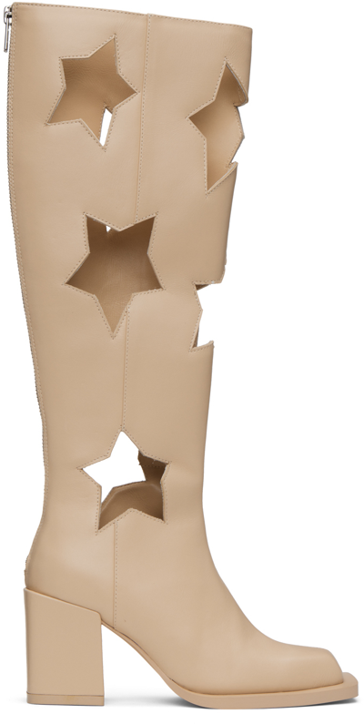 Andrej Gronau Ssense Exclusive Beige Star Cut Boots In Cream
