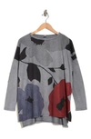 Go Couture Dolman Sleeve Knit Top In Grey/ Blue Perennial