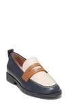Cole Haan Stassi Leather Penny Loafer In Navy/ Ivy/ P