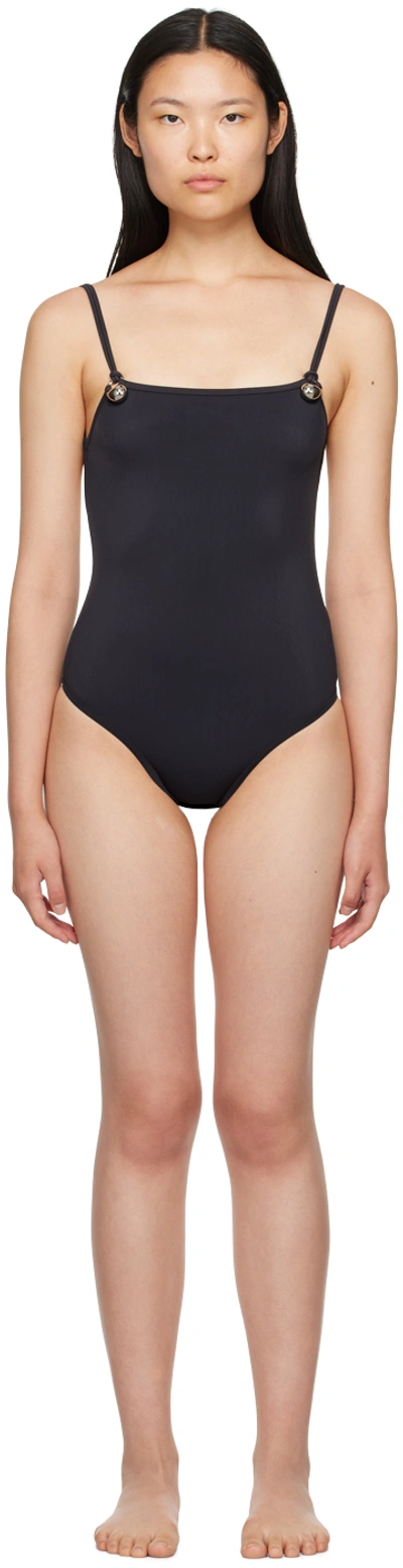 Bottega Veneta Navy Drop Swimsuit In Black