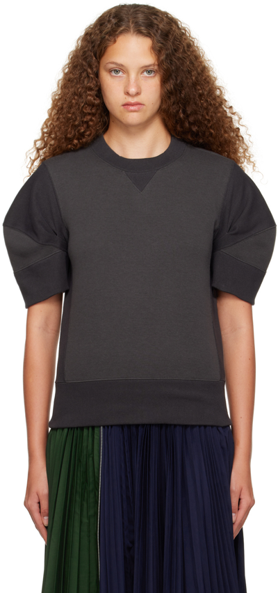 Sacai Toggle-hem Relaxed-fit Cotton-jersey T-shirt In C/gray