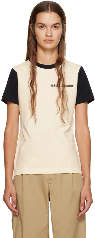 Wales Bonner Morning Colorblock Logo Embroidered T-shirt In Black/ivory
