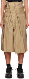 Sacai Nylon-twill Pleated Cargo Midi Skirt In Dbeige